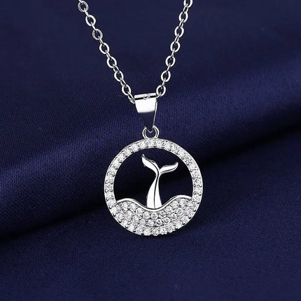 925 Sterling Silver Necklace For Women Round Pendent Sparkling Pave CZ Necklace Fashion Anniversary Birthday Jewelry Gifts N325 PlatiNum