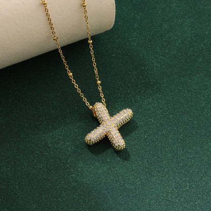 Nuove collane di lusso in acciaio inossidabile con 26 lettere inglesi in cristallo di zircone per le donne Commercio all'ingrosso di gioielli con catena girocollo femminile alla moda