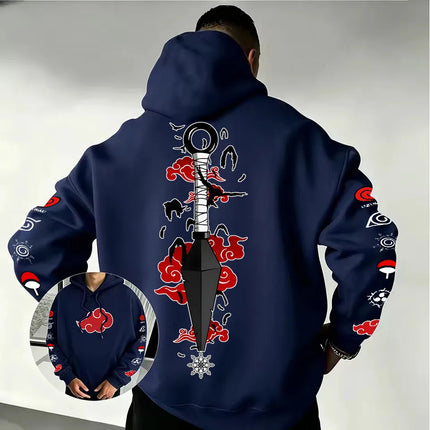 Naruto Akatsuki Kunai Hoodie 2026 New Japanese Anime Fashion Y2K Casual Sportswear Men's Couple Style Hooded Sweatshirt