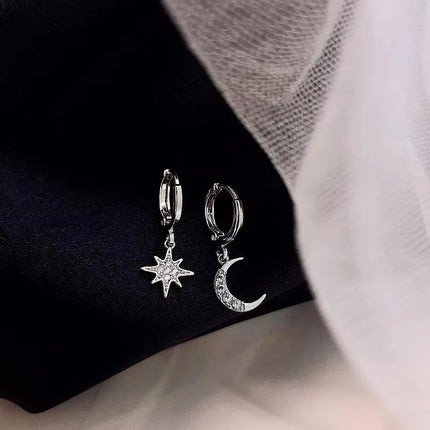 Ventfille 925 Sterling Silver Star Earring for Women Girl Simple Tassels Chain Fashion Office Jewelry Gift Dropshipping PlatiNum