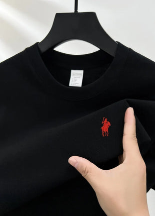 T-shirt homme col rond manches courtes 100 % pur coton, vente chaude, marque de luxe, été, broderie exquise, poney, haut respirant