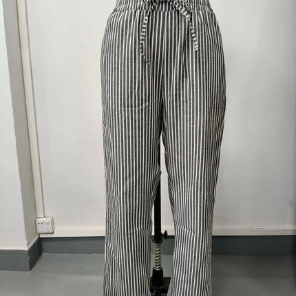 Pantaloni casual con coulisse in vita elastica stampata a righe larghe alla moda da donna europea e americana transfrontaliera estiva platinumshop