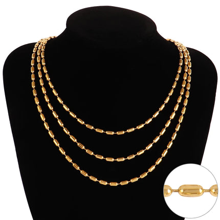 316 Stainless Steel Necklaces For Women Necklace Long Beads Chain Necklace Choker Necklace Bead Necklace Fashion Jewelry Gift PlatiNum