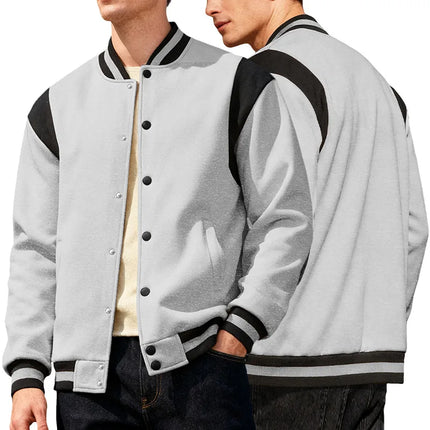 Men Color Block Varsity Jacket Fleece Lined Long Sleeve Button Baseball Coat Retro Swag Streetwear Casual Outerwear Y2K Clothes