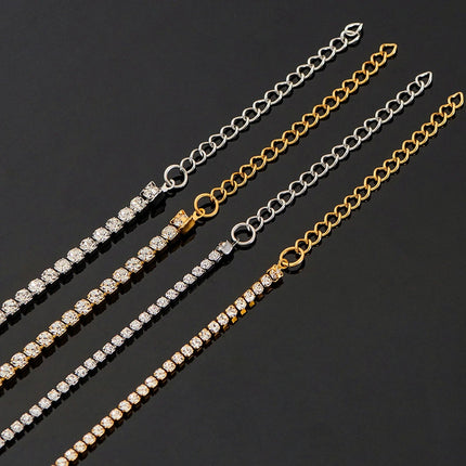 Zirconia Tennis Necklace  Iced Out Bling Chain 2mm/3mm Sexy Choker Stainless Steel For Women Jewelry Accessories PlatiNum