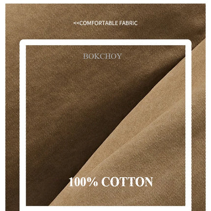 Autumn New Cargo Loose Multi-pockets 100% Cotton Straight Pants for Men Clothing Comfort Zipper Male Trouser GF258113