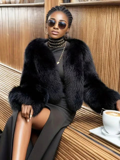 ZADORIN Thick Warm Winter Fur Coats Woman Luxury Fluffy Black Faux Fur Coat Woman Clothing Fox Fur Faux Coat Short Furry Jacket