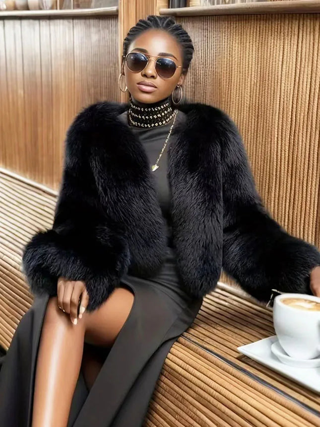 ZADORIN Thick Warm Winter Fur Coats Woman Luxury Fluffy Black Faux Fur Coat Woman Clothing Fox Fur Faux Coat Short Furry Jacket