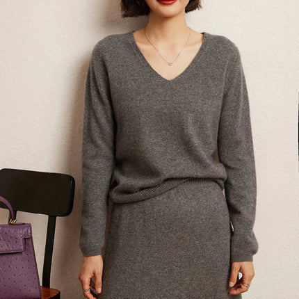 Korean Long Skirt Women's Wave Skirt 100% Cashmere Straight Skirt Knit Autumn Winter Skirt Warm Elegant Casual Knee Length Dress PlatiNum