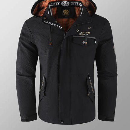 New Men's Trend Fashion Casual Windproof Waterproof Soft Shell Warm Coat Outdoor Sports Jogging Multi-Function Hooded Jacket