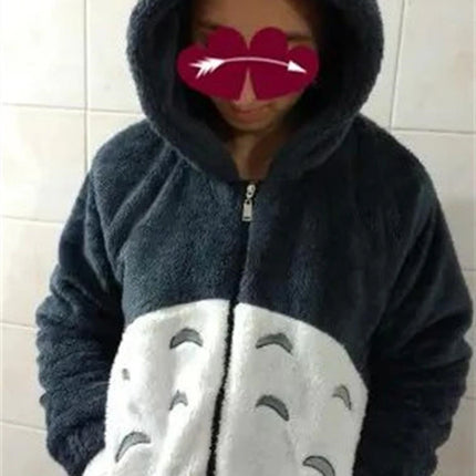 Anime Cartoon Cute Cosplay Kawaii Hooded Sweatshirt With Ears Harajuku Coral Fleece Sweatshirt Couple Sports Warm Hoodie