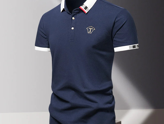 Men's New Summer 2024 Pure Cotton Short-Sleeve T-shirt Men's High-End Casual Lapel Half-Sleeve Polo Men's Top