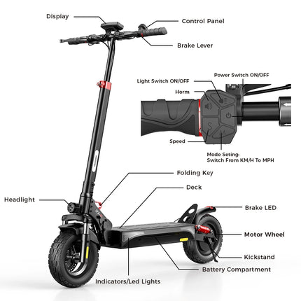 Monopattino Elettrico iX3 1000W 40km/h per Adulti, Pneumatici Fuoristrada da 10 Pollici, Batteria 48V10Ah, Autonomia 30-40km, Monopattini Pieghevoli con APP