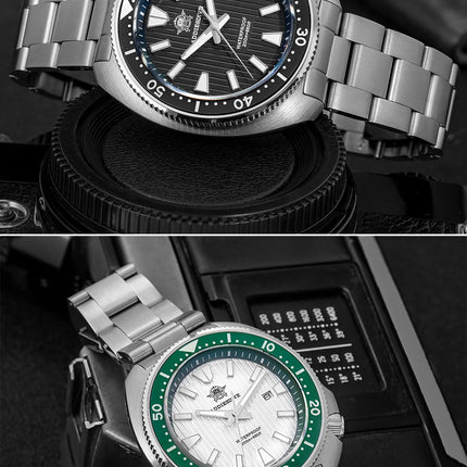 ADDIESDIVE Men's Diving Watch 200 Waterproof Sapphire Glass Quartz Watch BGW9 Luminous Stainless Steel Business Fashion Watch