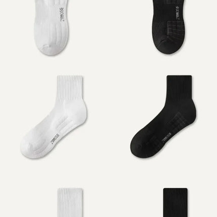 10 paires de chaussettes HLHYX pour homme en coton déodorant, à fond en éponge, mi-mollet, blanches, épaissies, pour le sport et le basket-ball
