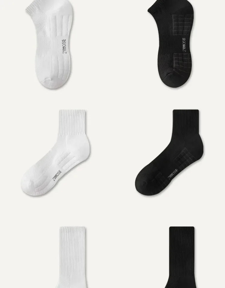 10 paia di calzini HLHYX da uomo in cotone deodorante, con fondo in spugna, a tubo medio, bianchi, i
