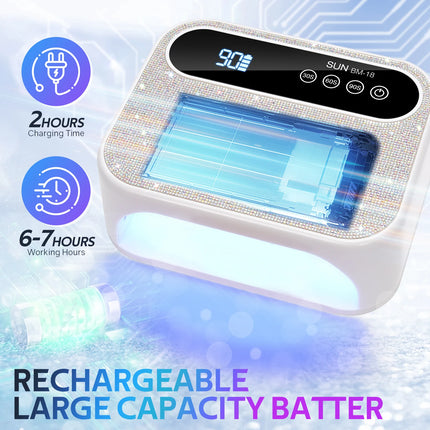 168W Rechargeable UV LED Nail Lamp Professional Dryer Cordless Gel Polish Drying Lamp For Manicure