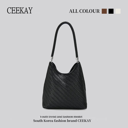 CEEKAY 2026 New Woven Hobo Bag, Retro Herringbone Texture Shoulder Bag with Woven Handle, Casual Women's Tote Bag