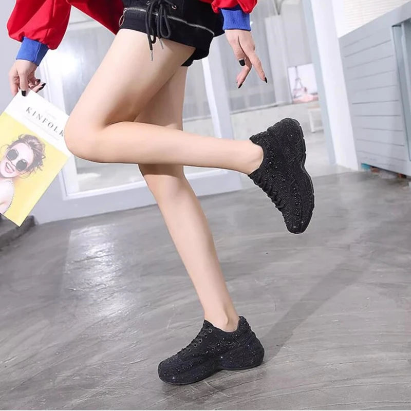 AIYUQI Women Sneakers Platform 2024  Rhinestone Sponge CakeWomen Casual Shoes Large Size Sneakers For Women