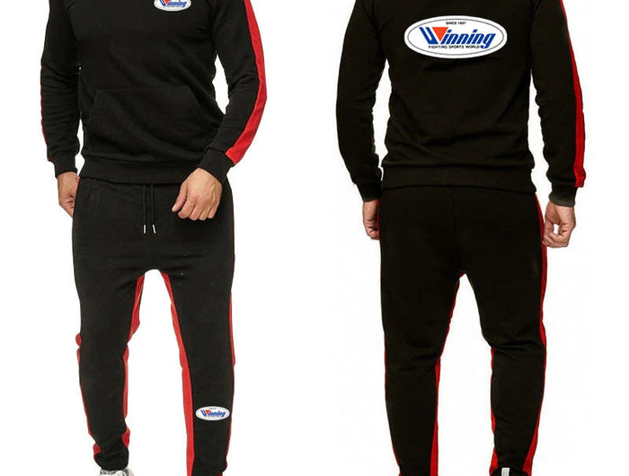 Winning Boxing Men's New Spring and Autumn Versatile Pullover Hoodies+Sweatpants Sports Comfortable Solid Color Pants Suits PlatiNum