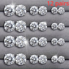 Set da 12 paia di orecchini a bottone in acciaio inossidabile color argento CZ con boccioli di pietre preziose orecchini rotondi accessori per gioielli unisex platinumshop