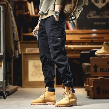New Spring Autumn Men's Casual Pants Retro Loose Cuffed Trouser Male Fashion Brand Harem Pants Outdoor Cargo Tactics Long Pants