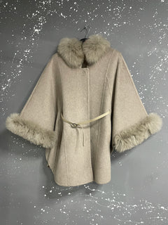 UCXQ Korean Style Two Sided Cloak Overcoat For Women Fur Collars Belt Loose Long Coats 2025 Winter New 23Z2284