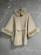 UCXQ Korean Style Two Sided Cloak Overcoat For Women Fur Collars Belt Loose Long Coats 2025 Winter New 23Z2284
