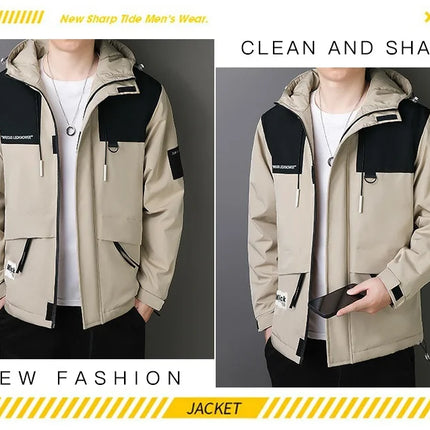 Plus Size Male Waterproof Windproof Hooded Jacket Autumn Winter New Fashion Men Casual Loose Fleece Thick Warm High Quality Coat