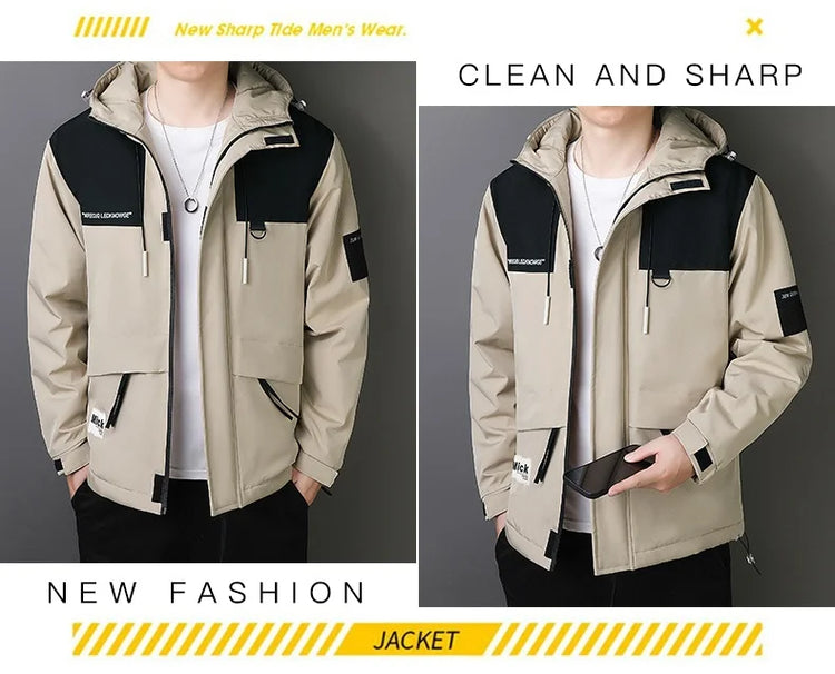 Plus Size Male Waterproof Windproof Hooded Jacket Autumn Winter New Fashion Men Casual Loose Fleece Thick Warm High Quality Coat