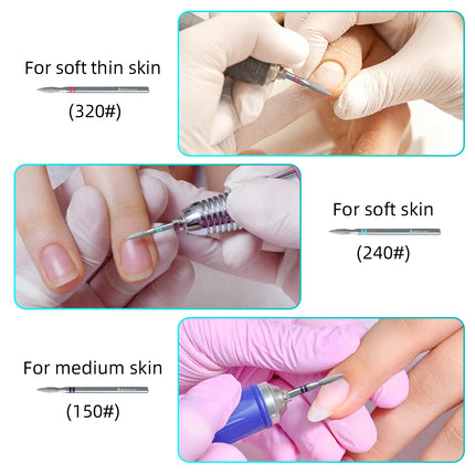HYTOOS Small Flame Diamond Cut Pro Nail Drill Bits Chrome Russian Cuticle Bit for Nail Drill Dead Skin Cleaner Nail Prep Tool