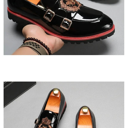 Scarpe in pelle di lusso per uomo Moda ricamo Uomo Scarpe da monaco stile britannico Mocassini di alta qualità Scarpe da uomo d'affari casual 2025