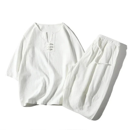 Stile giapponese Kimono T-shirt a maniche corte Pantaloni Due pezzi Top da uomo Pantaloni Abiti da uomo Giappone Harajuku Yukata Cardigan Costume
