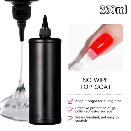 250ml Shiny No Wipe Top Coat UV Base Gel Polish Matte Diamond Top Primer Nail Prep Dehydrate Long Lasting Gel Refill Package