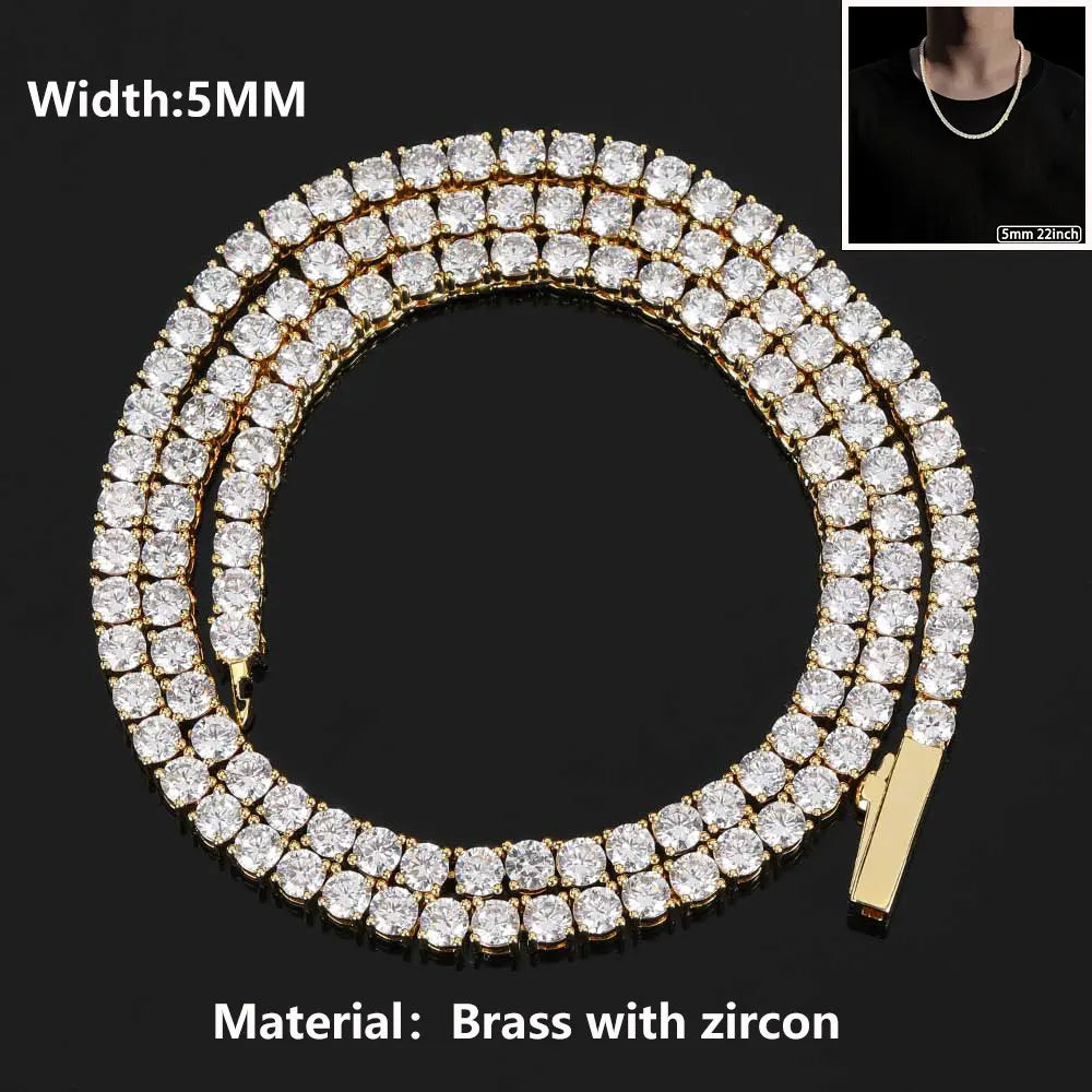 Gioielli Hip Hop Cubic Zirconia ghiacciata Catena da tennis ghiacciata Collana bling placcata oro 18 carati per le donne Logo laser personalizzato gratuito