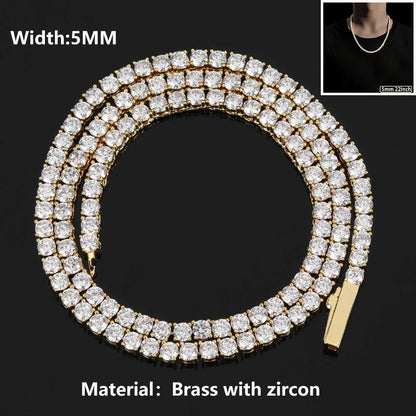 Gioielli Hip Hop Cubic Zirconia ghiacciata Catena da tennis ghiacciata Collana bling placcata oro 18 carati per le donne Logo laser personalizzato gratuito