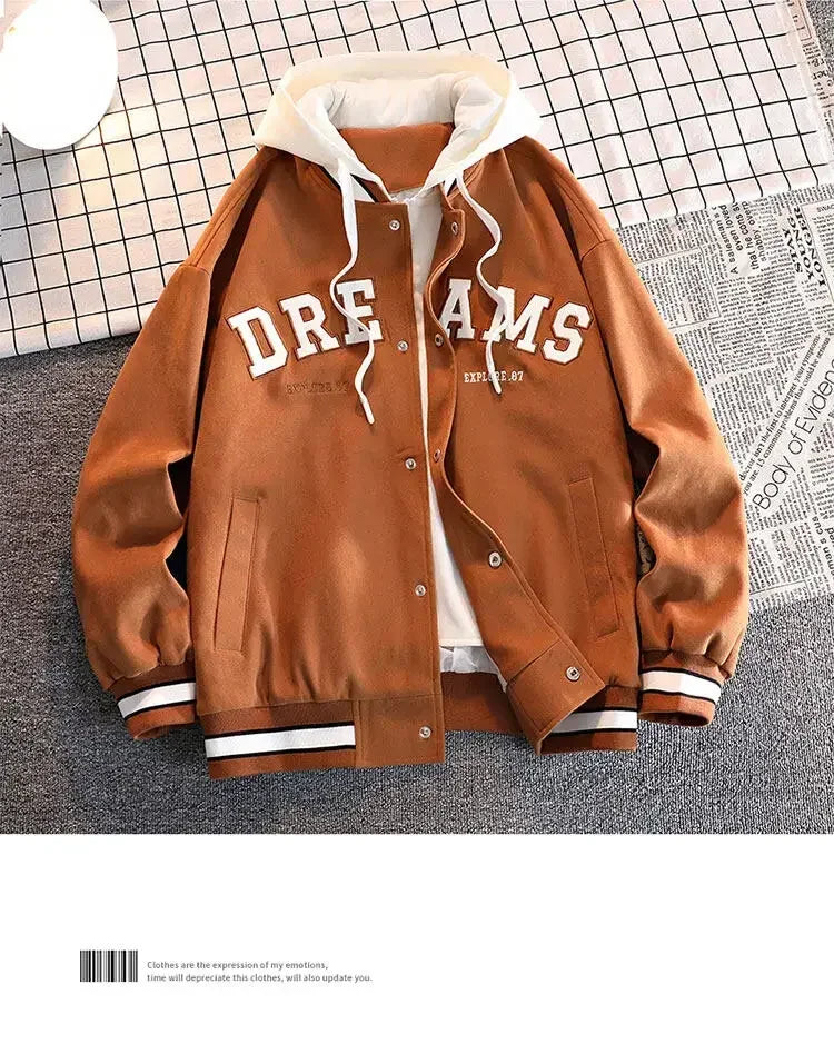 Men's Autumn New Trendy Brand All-match Student Hooded Jacket Plus Size Coats Women High Quality Varsity Baseball Uniform Jacket