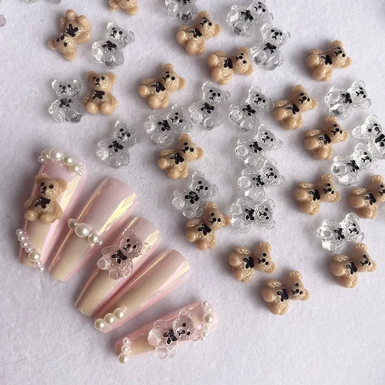 10-40Pcs Nail Art Bear Shaped Nail Charms Cute Nail Art Decorations Jewelry Rhinestone Accessories Manicure Diy Nails Art Tools