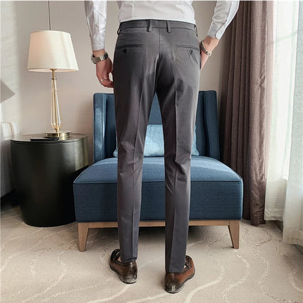 Pantaloni da abito da uomo primavera autunno Moda stile britannico Business Office Pantaloni eleganti da uomo Pantaloni da uomo slim fit a righe di alta qualità