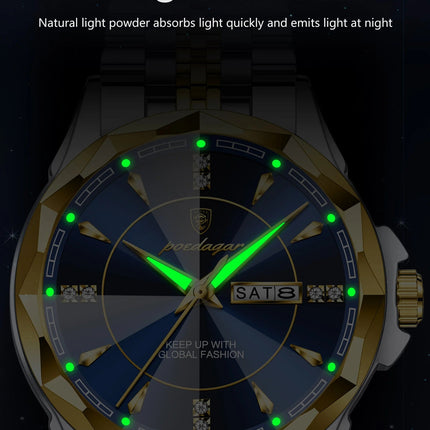 POEDAGAR Orologio da uomo di moda di lusso Top Business Impermeabile luminoso Data Settimana Orologi da uomo Orologio da polso da uomo in acciaio inossidabile al quarzo platinumshop