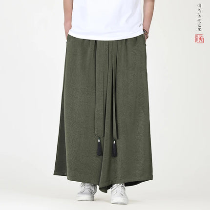 Pantaloni stile cinese da uomo nuovi pantaloni larghi casual in seta di ghiaccio a gamba larga pantaloni da uomo kimono alla moda retrò comodi e traspiranti