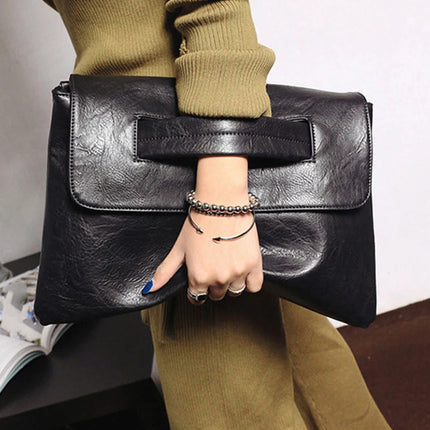 Fashion evening bag, elegant and exquisite, vintage PU leather clutch bag, large capacity wristlet handbag women's wallet envelo PlatiNum