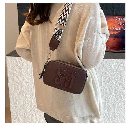 Cross-Border Style Camera Bag Fashionable Retro Women's Shoulder Slant Bag Small Square Bag Street Trend PU Material PlatiNum