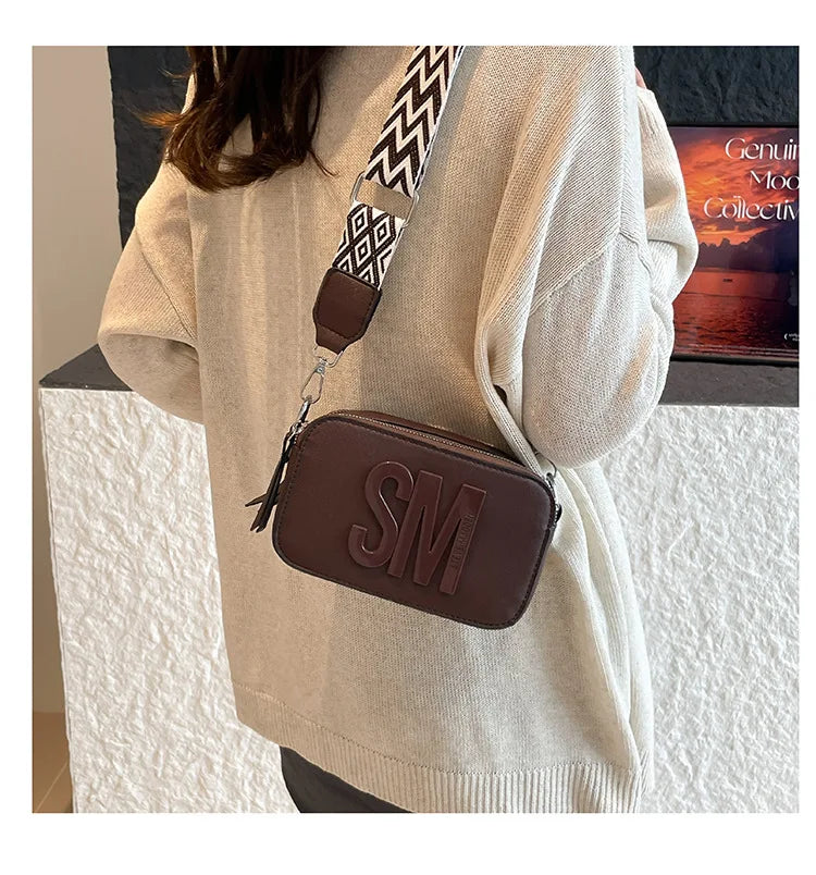 Cross-Border Style Camera Bag Fashionable Retro Women's Shoulder Slant Bag Small Square Bag Street Trend PU Material PlatiNum