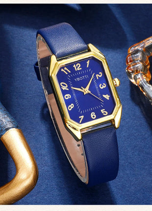 Orologi da donna quadrati di moda di lusso Orologio da polso al quarzo da donna di marca Classico semplice Femme Cinturino in pelle blu Relogio Feminino platinumshop