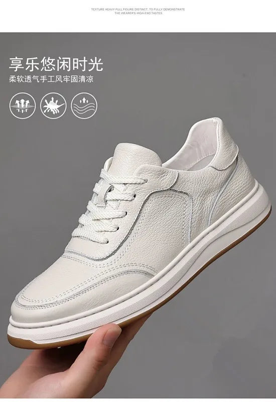 2026 New Men's Leather Shoes Casual Spring Autumn Fashionable Genuine Cowhide Slip-On Breathable Comfortable Anti-Slip Shoes