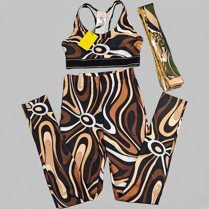 Nuovo Set Yoga da Donna 2026 con Fascia Marrone e Logo Firmato, Completo Sportivo da Donna di Marca Designer, Abbigliamento da Spiaggia platinumshop