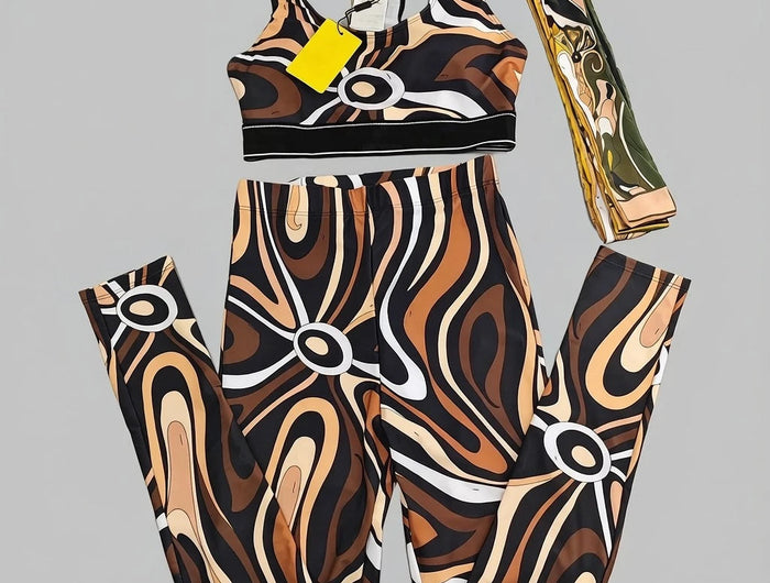 Nuovo Set Yoga da Donna 2026 con Fascia Marrone e Logo Firmato, Completo Sportivo da Donna di Marca Designer, Abbigliamento da Spiaggia platinumshop
