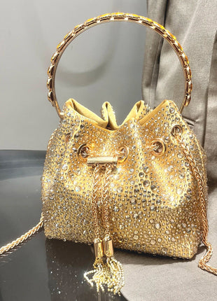 Handle Rhinestones Evening clutch Bag Purses and handbag luxury Designer shoulder bag Shiny Crystal Clutch purse bucket bag PlatiNum