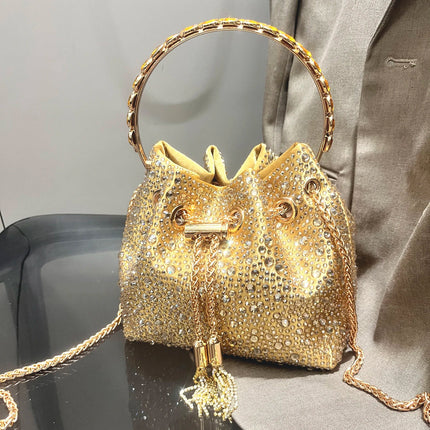 Handle Rhinestones Evening clutch Bag Purses and handbag luxury Designer shoulder bag Shiny Crystal Clutch purse bucket bag PlatiNum